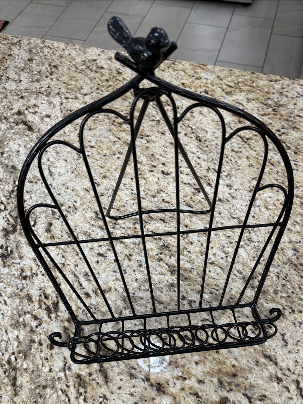 Black Wrought Iron Metal Bird Cookbook Holder Cookbook Stand